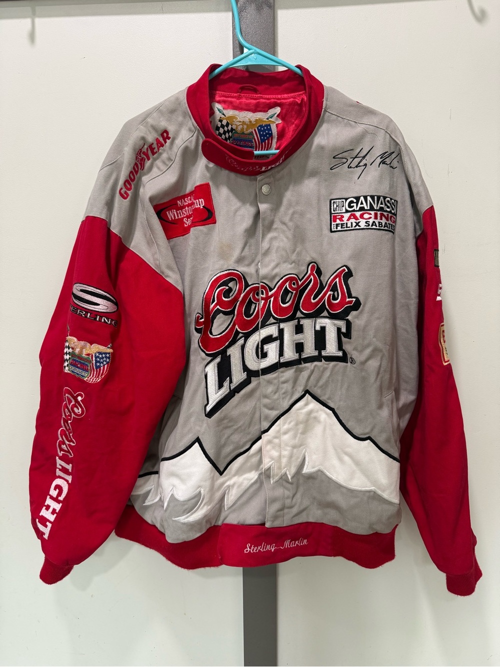 Hamilton Coors Light Gray and Red Racing Bomber Jacket